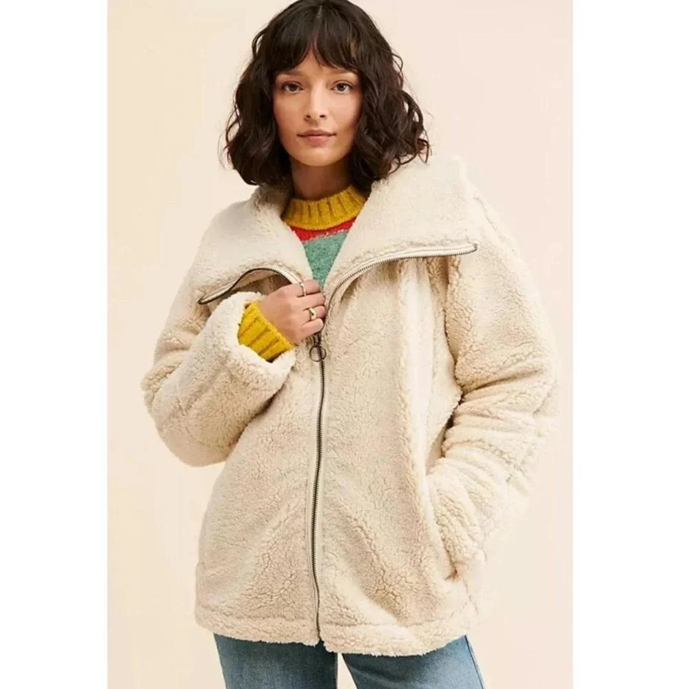 We The Free Raya Cozy Jacket Womens Ivory Fleece Teddy